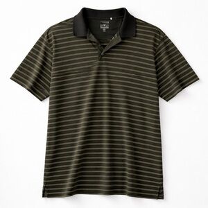 Adidas Climacool Polo Shirt Men’s Large Green Striped Athletic Golf Top